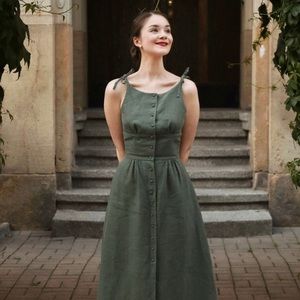 Super cute and lovely sage green midi dress